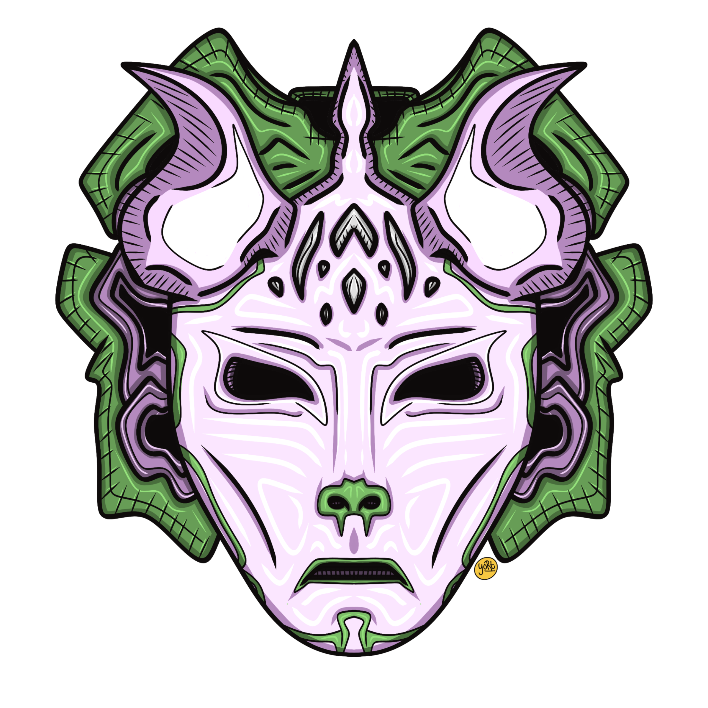 Horned Woman Mask | Die-Cut Sticker